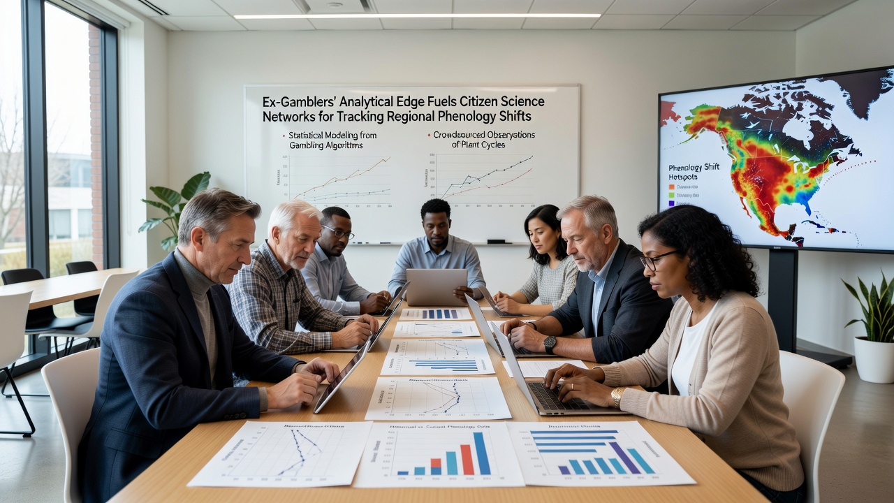 Gruppe von Bürgerwissenschaftlern bei der Datenerfassung in einem regionalen Phänologieprojekt